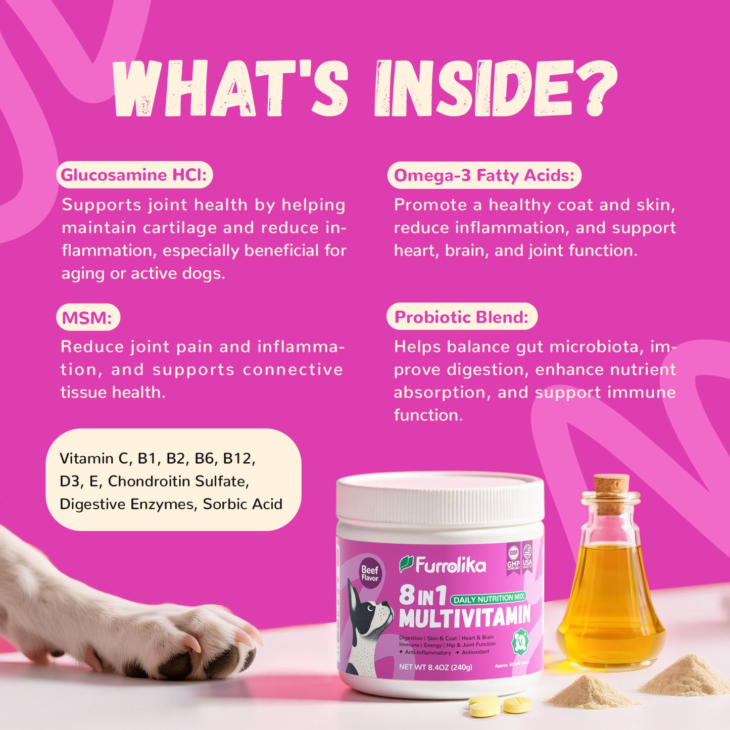 Furrolika 8 in 1 Multivitamin Soft Chews for Dogs