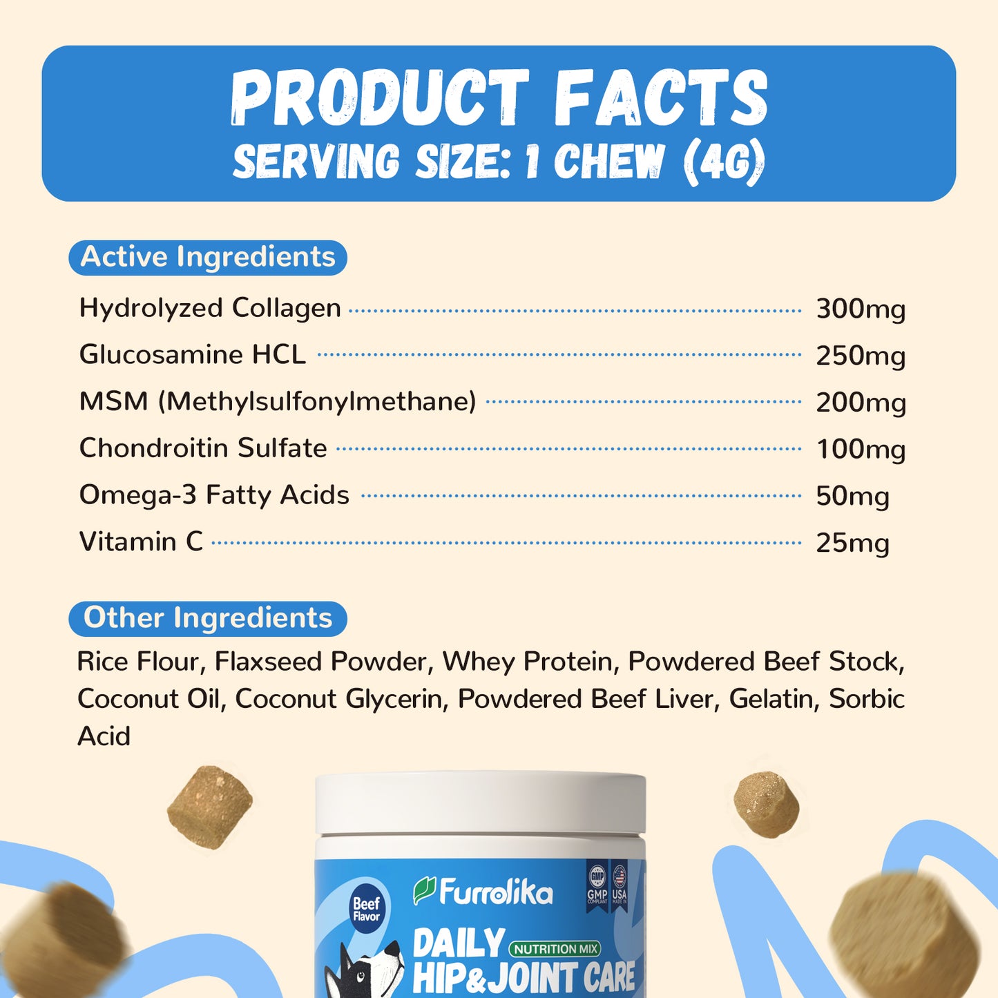 Furrolika Hip and Joint Soft Chews for Dogs