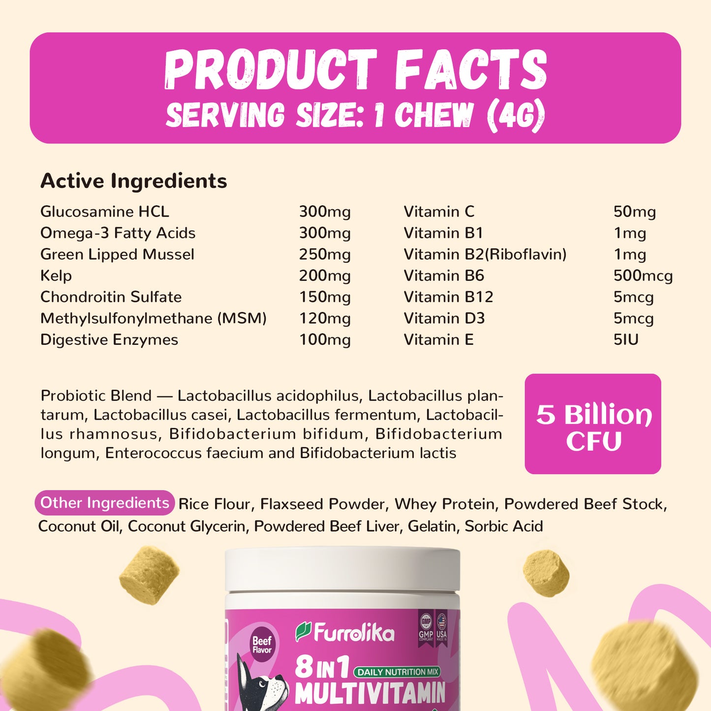 Furrolika 8 in 1 Multivitamin Soft Chews for Dogs
